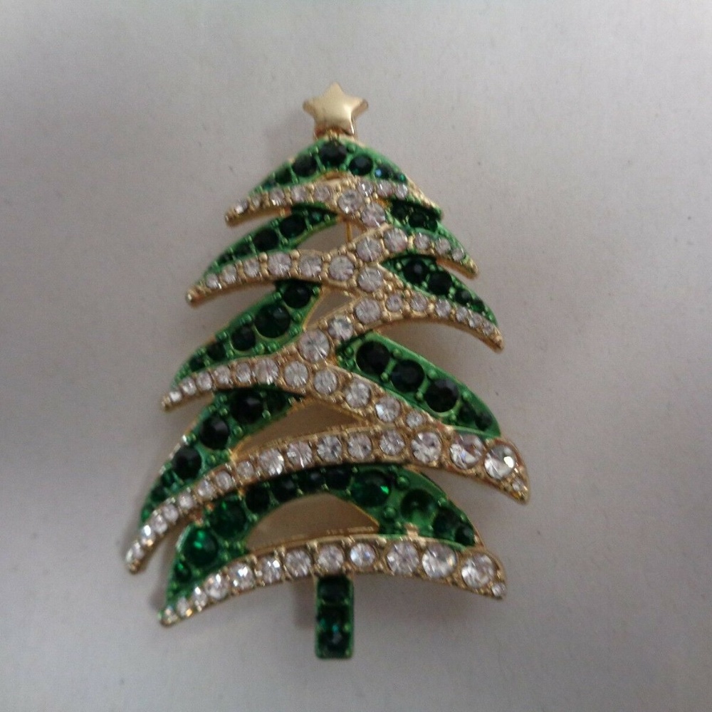 Charter Club New Crystal Christmas Tree Brooch - Picture 2 of 4